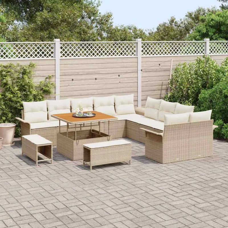 Sodo Sofų Rinkinys su pagalve 13 pcs Bežinė ir kreminė