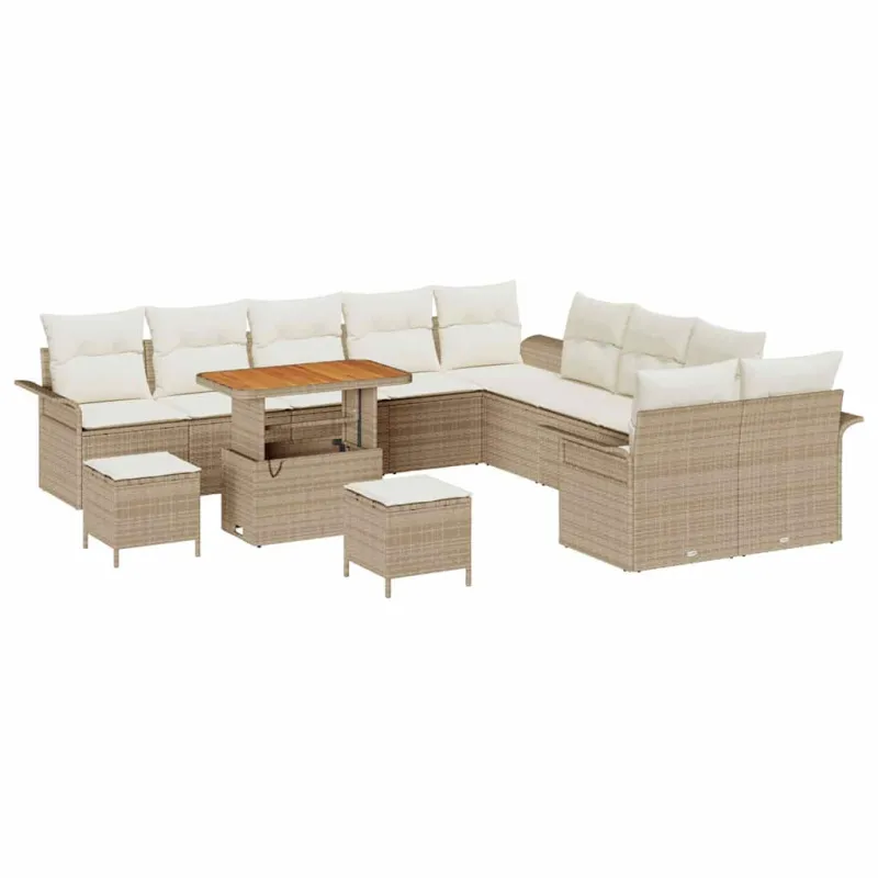 Sodo Sofų Rinkinys su pagalve 13 pcs Bežinė ir kreminė