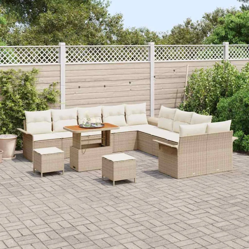 Sodo Sofų Rinkinys su pagalve 13 pcs Bežinė ir kreminė