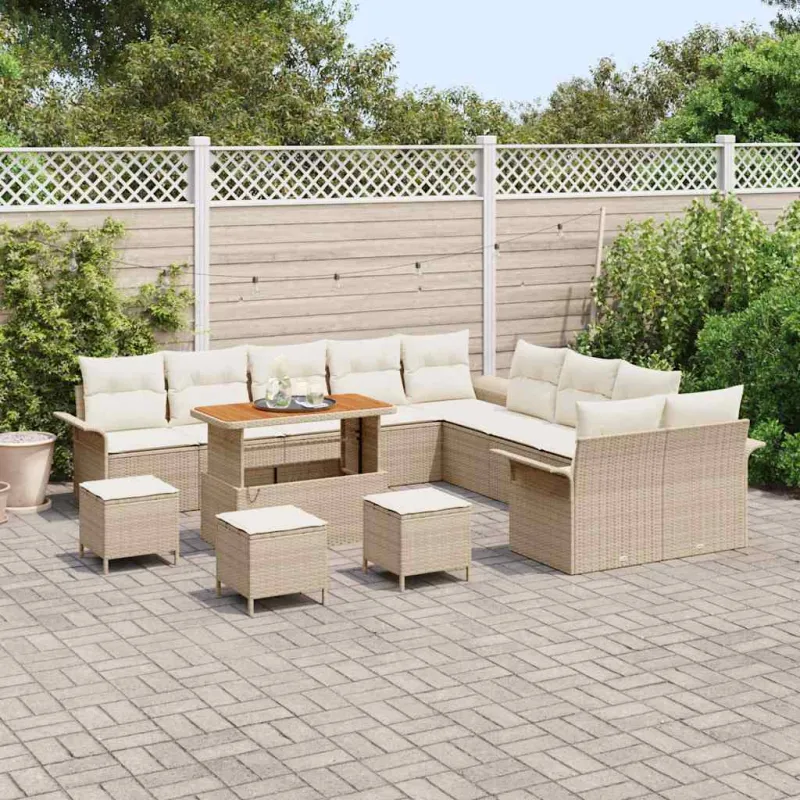 Sodo Sofų Rinkinys su pagalve 14 pcs Bežinė ir kreminė