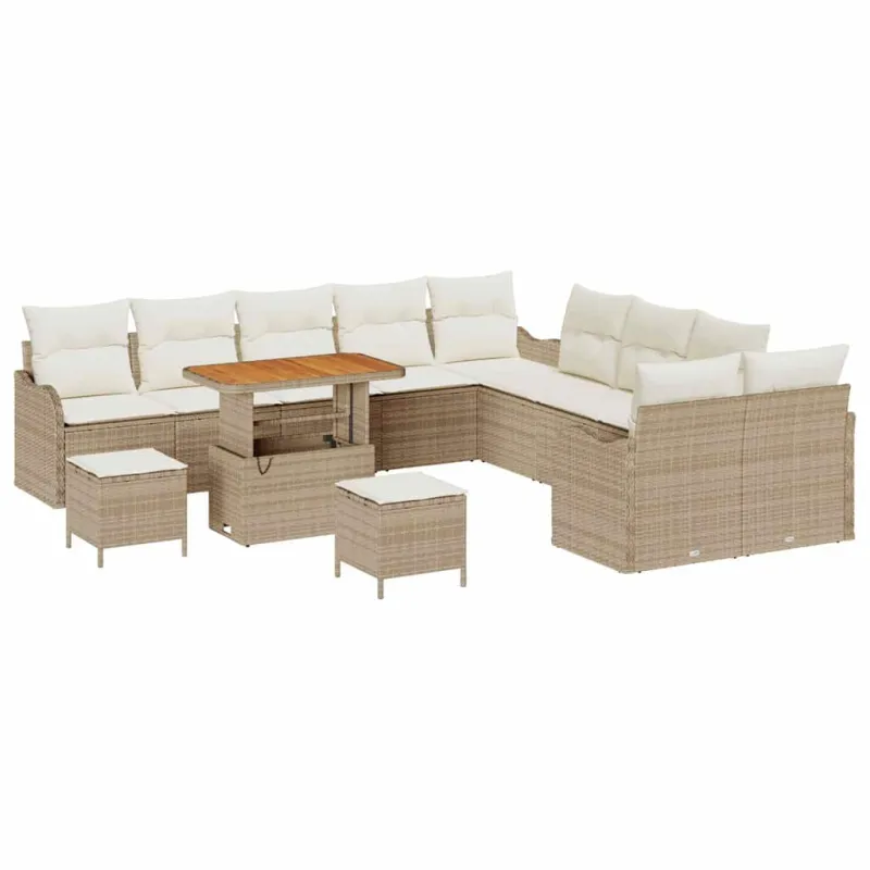 Sodo Sofų Rinkinys su pagalve 13 pcs Bežinė ir kreminė
