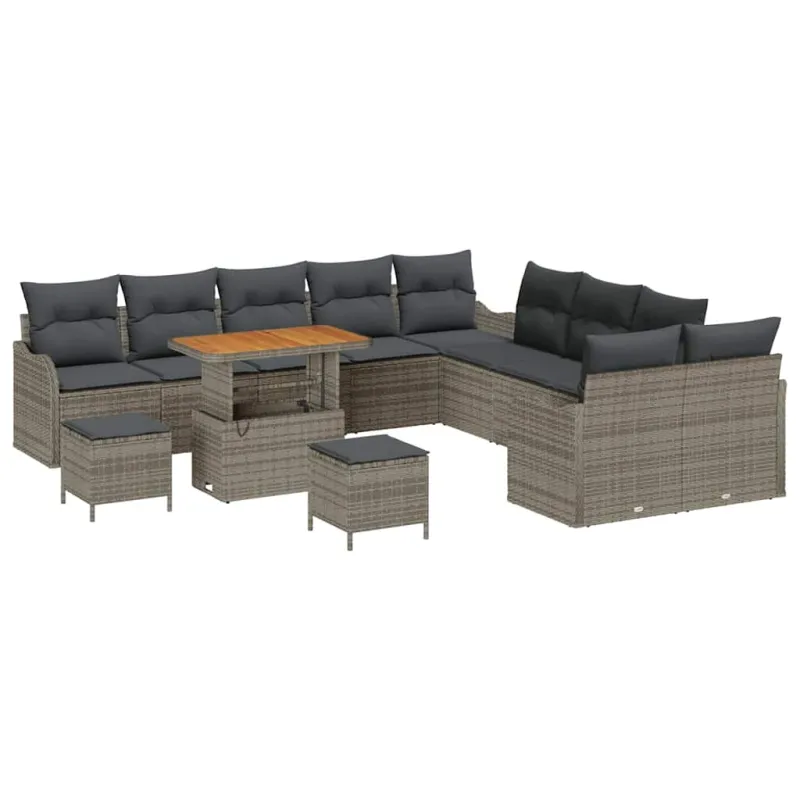 Sodo Sofų Rinkinys su pagalve su saugykla 13 pcs Pilka