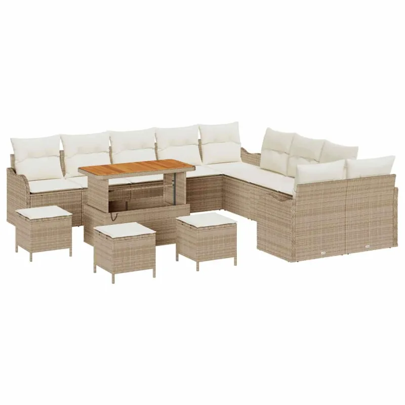 Sodo Sofų Rinkinys su pagalve 14 pcs Bežinė ir kreminė