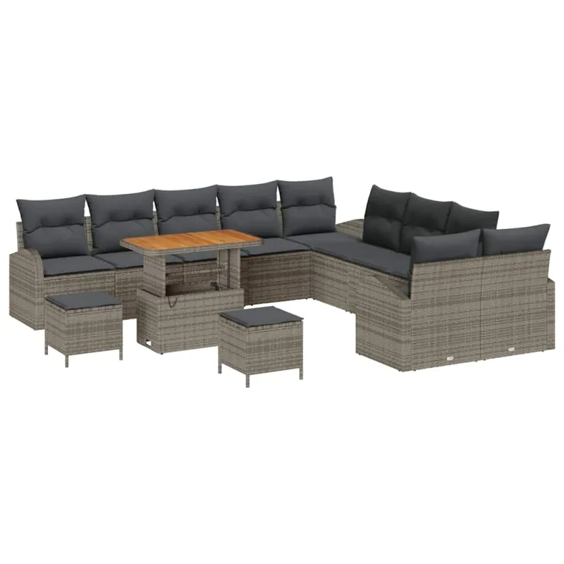 Sodo Sofų Rinkinys su pagalve su saugykla 13 pcs Pilka