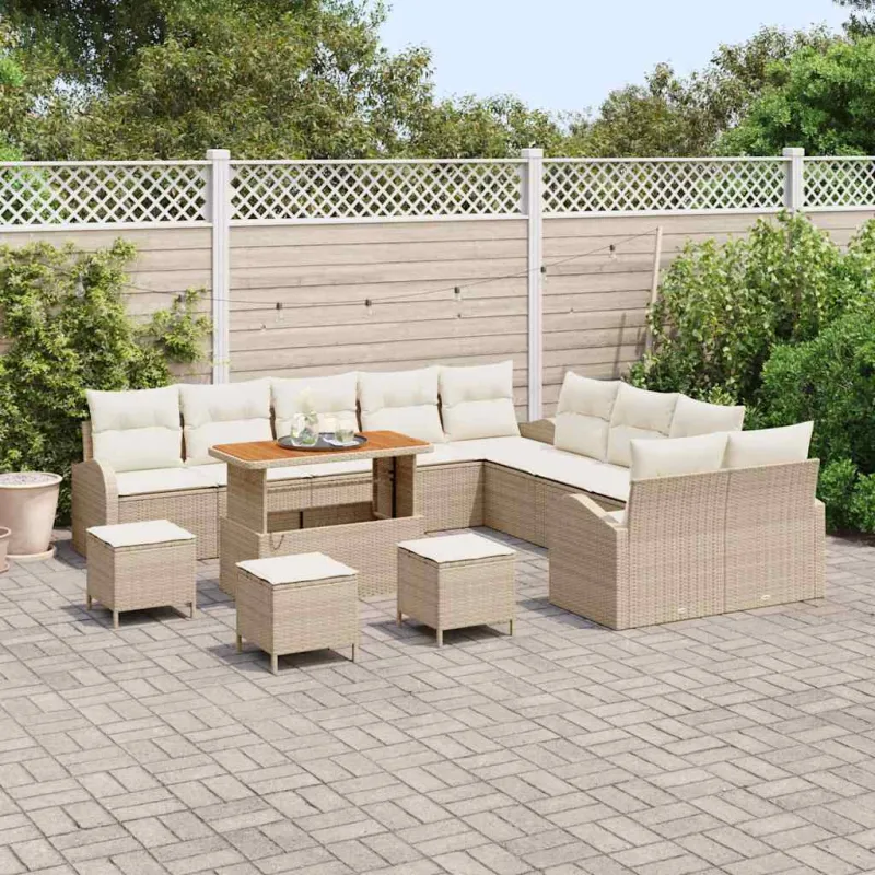 Sodo Sofų Rinkinys su pagalve 14 pcs Bežinė ir kreminė