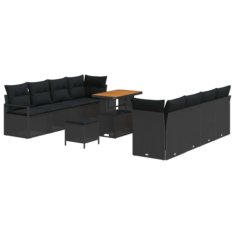 Sodo Sofų Rinkinys su pagalve su saugykla Juoda 90 x 55 x 71 cm