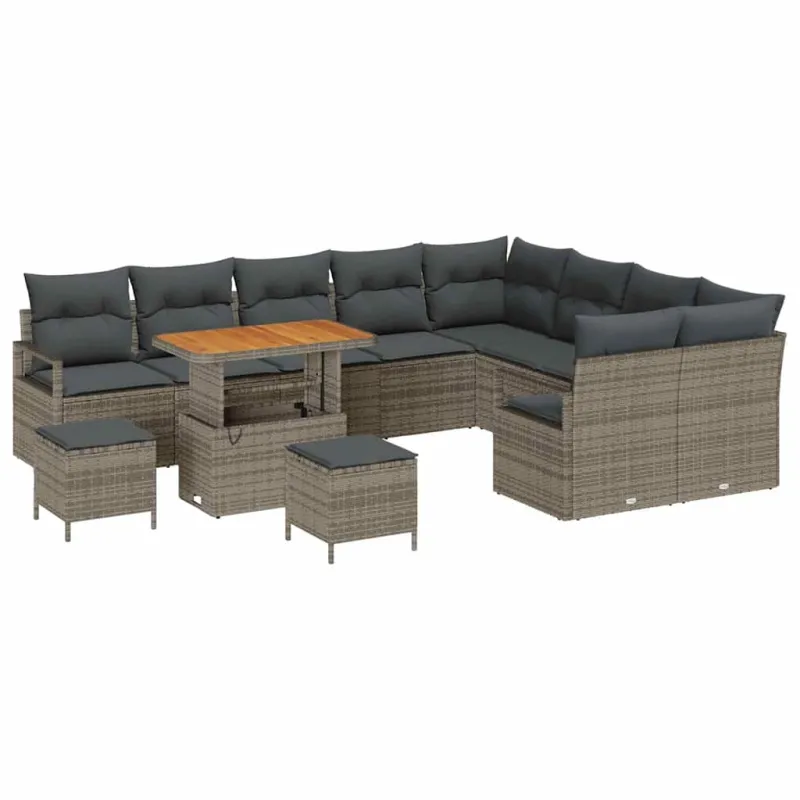 Sodo Sofų Rinkinys su pagalve su saugykla 12 pcs Pilka