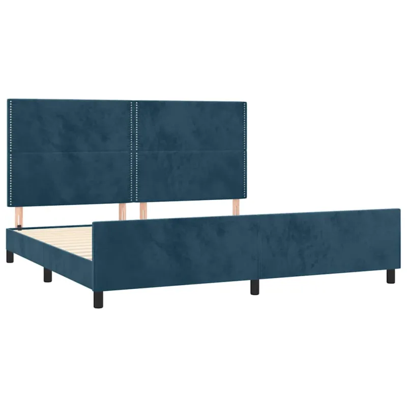 Lovos rėmas be čiužinio tamsiai mėlynas 200x200 cm aksomas