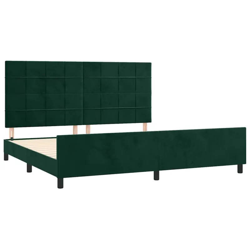 Lovos rėmas be čiužinio tamsiai žalias 200x200 cm aksomas