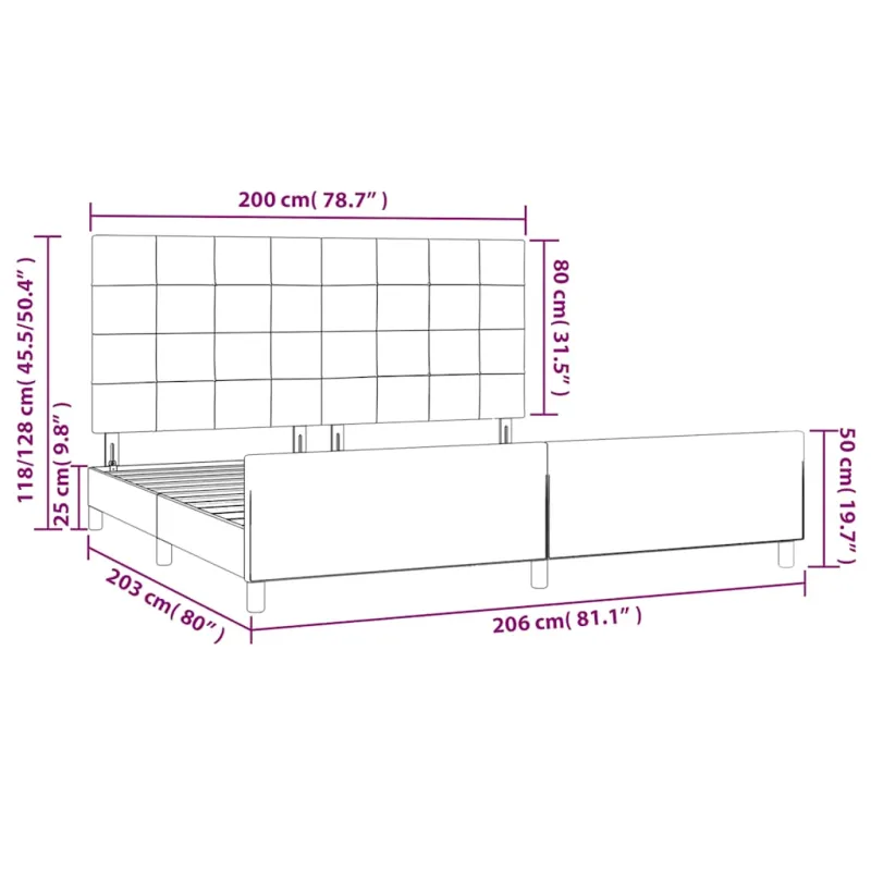Lovos rėmas be čiužinio tamsiai žalias 200x200 cm aksomas