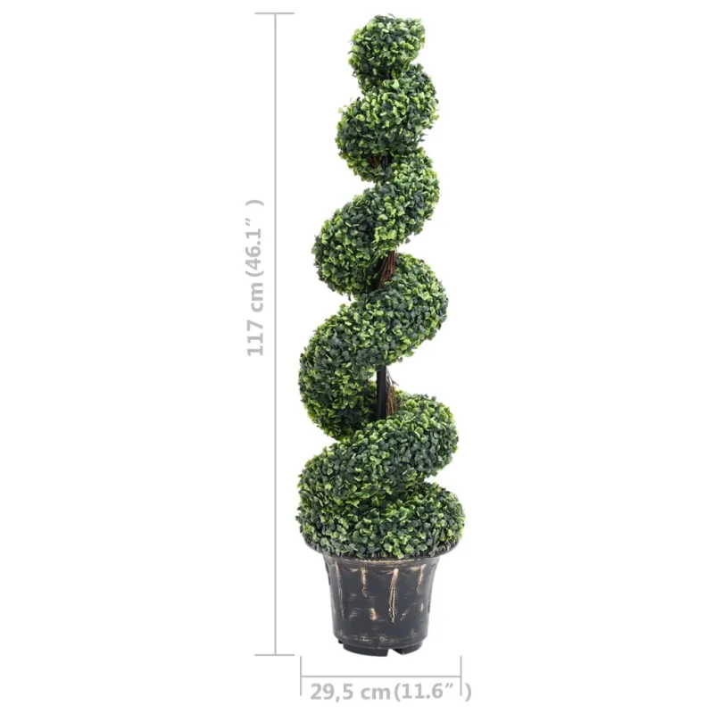 Dirbtinis buksmedis vazone, žalias, 117cm, spiralės formos