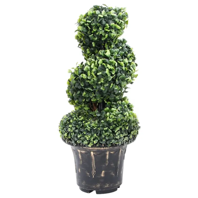 Dirbtinis buksmedis vazone, žalias, 59cm, spiralės formos