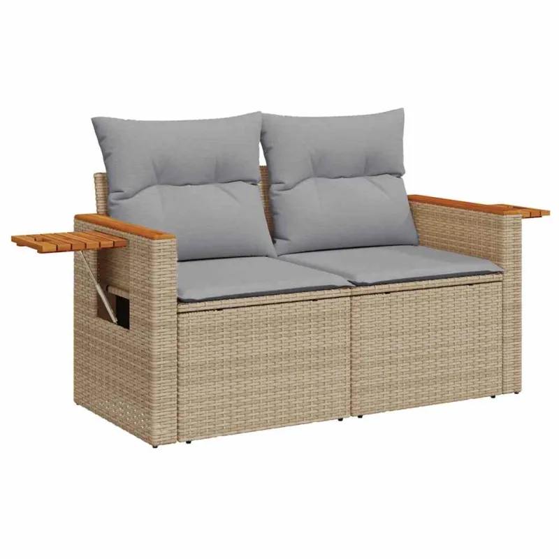 Sodo Sofų Rinkinys 14 pcs Bežinė ir šviesiai pilka poliratanas