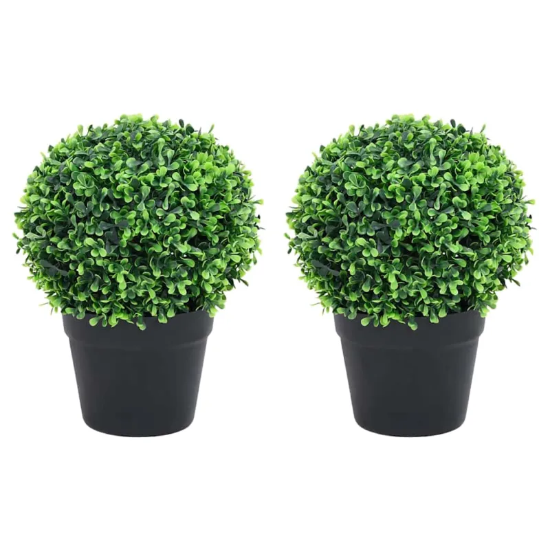 Dirbtiniai buksmedžiai vazonuose, 2vnt., žali, 37cm