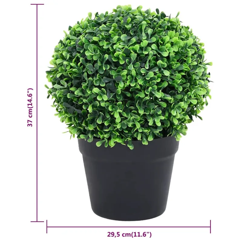 Dirbtiniai buksmedžiai vazonuose, 2vnt., žali, 37cm