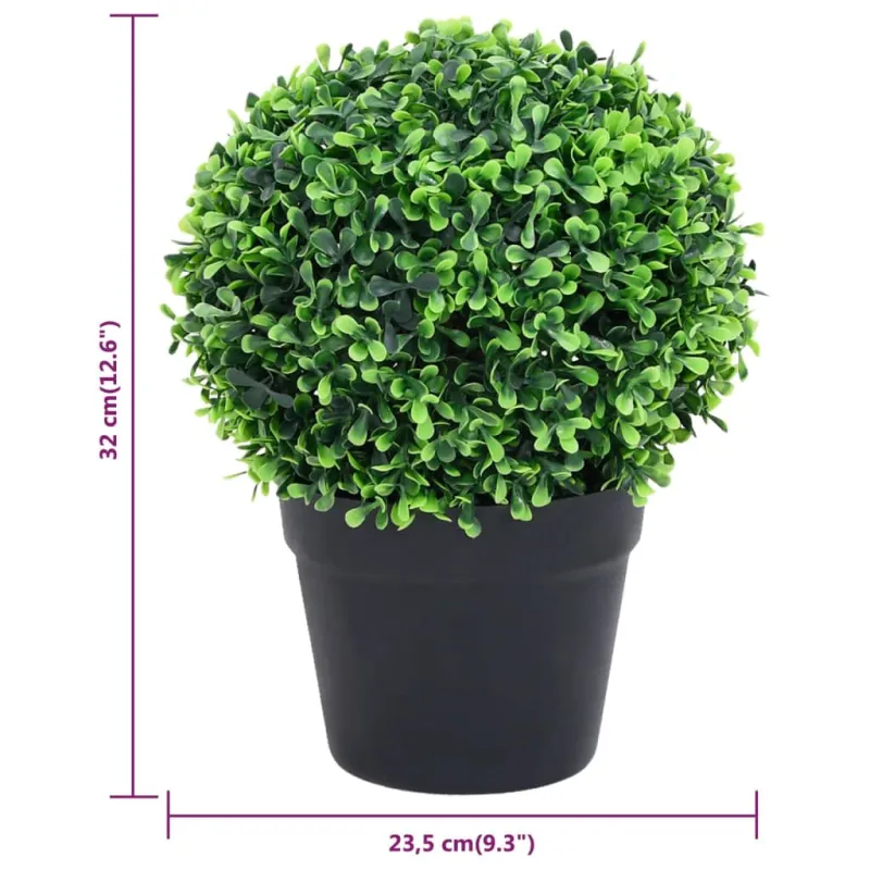 Dirbtiniai buksmedžiai vazonuose, 2vnt., žali, 32cm