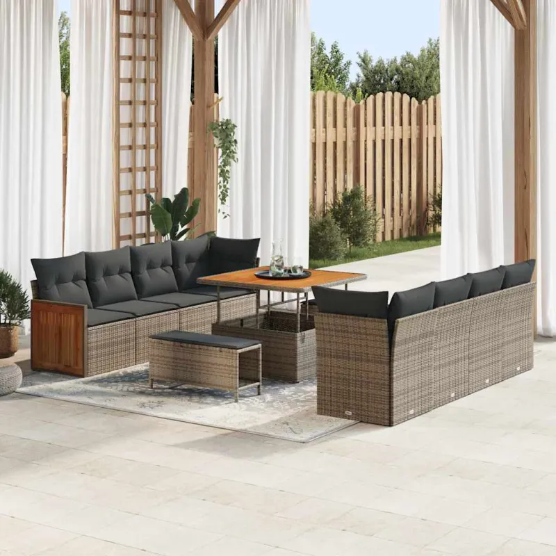 Sodo Sofų Rinkinys Pilka 231 x 224 x 85 cm poliratanas