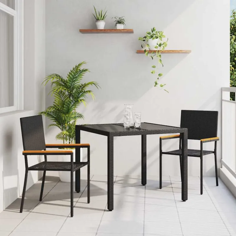 Sodo valgomojo komplektas 3 pcs Juoda poliratanas