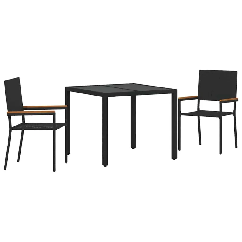 Sodo valgomojo komplektas 3 pcs Juoda poliratanas