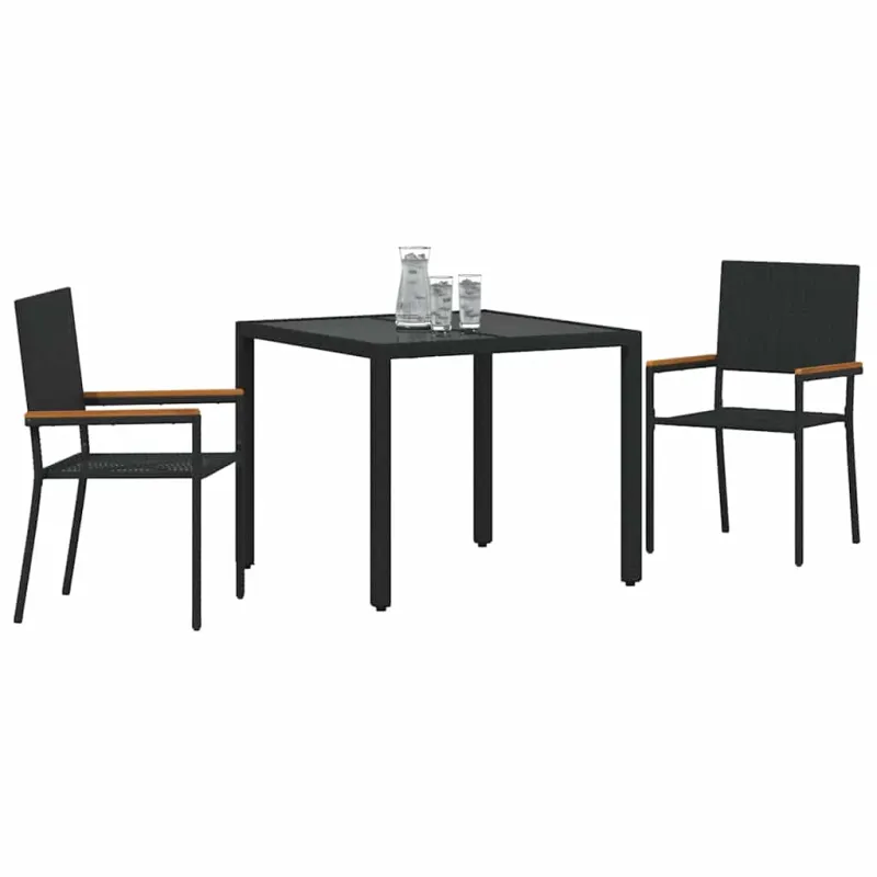 Sodo valgomojo komplektas 3 pcs Juoda poliratanas