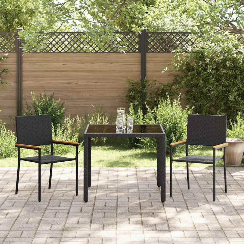Sodo valgomojo komplektas 3 pcs Juoda poliratanas