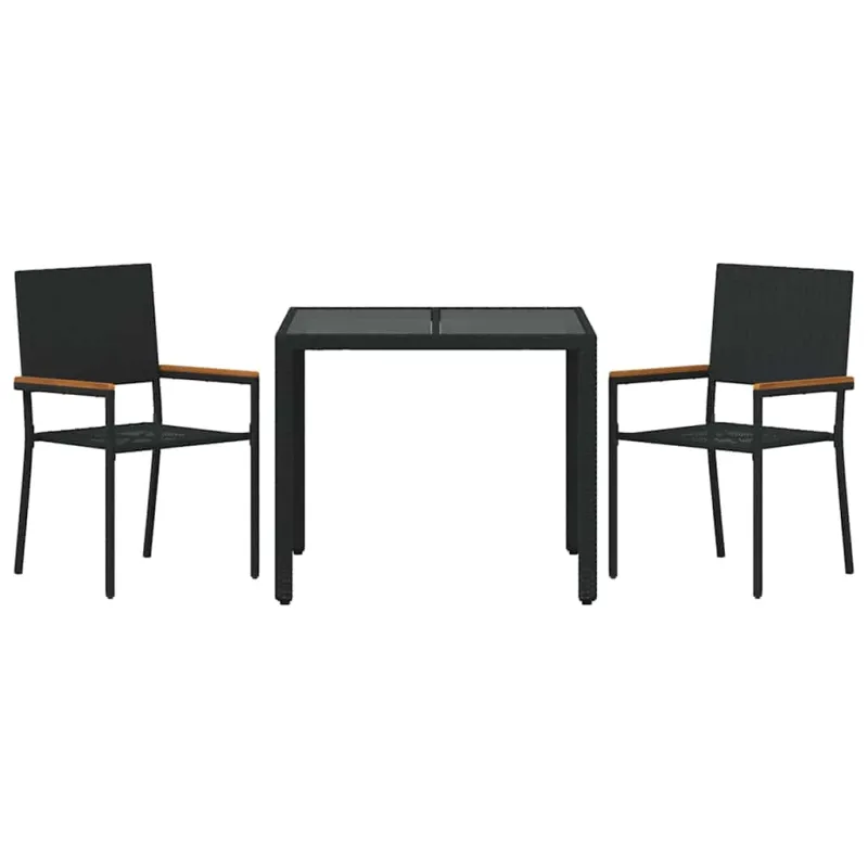 Sodo valgomojo komplektas 3 pcs Juoda poliratanas