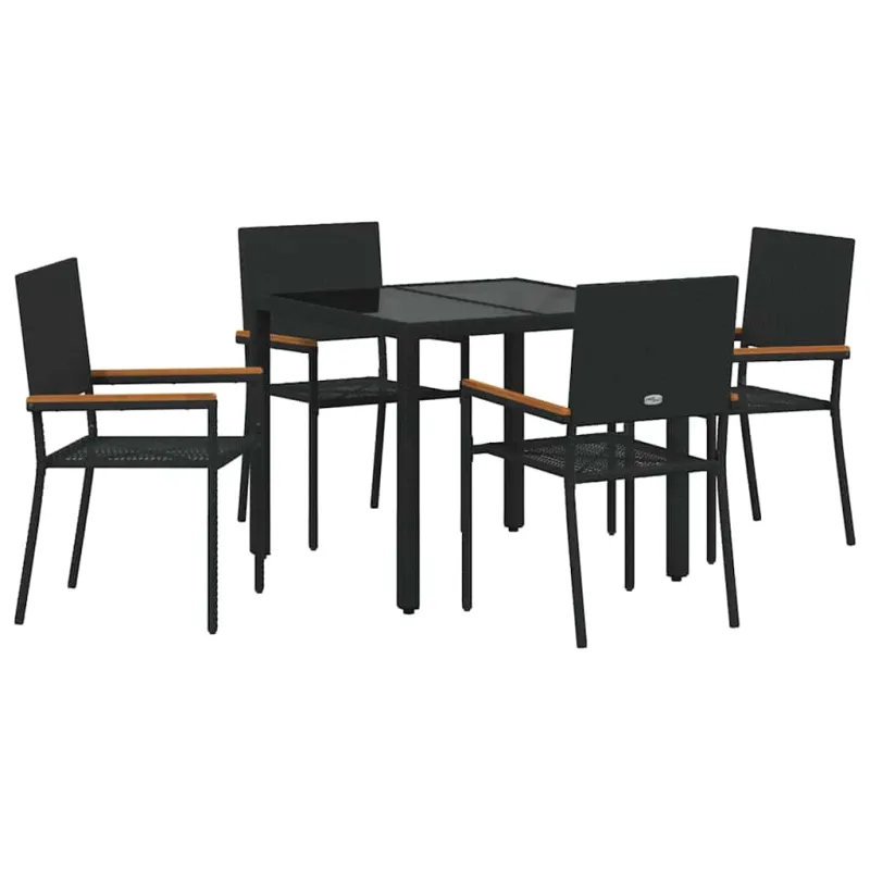 Sodo valgomojo komplektas 5 pcs Juoda poliratanas