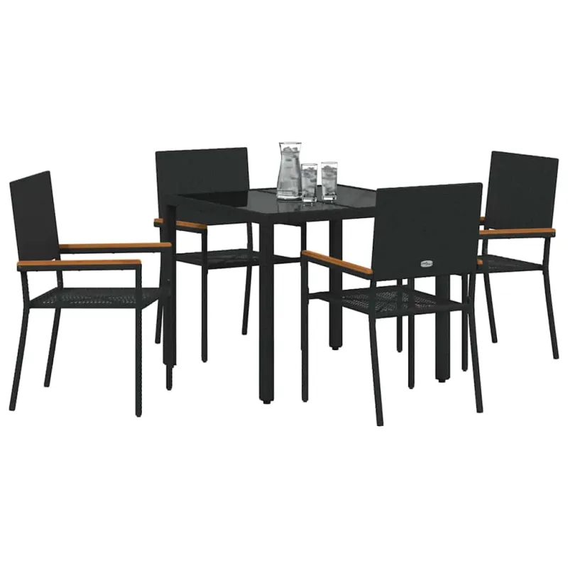 Sodo valgomojo komplektas 5 pcs Juoda poliratanas