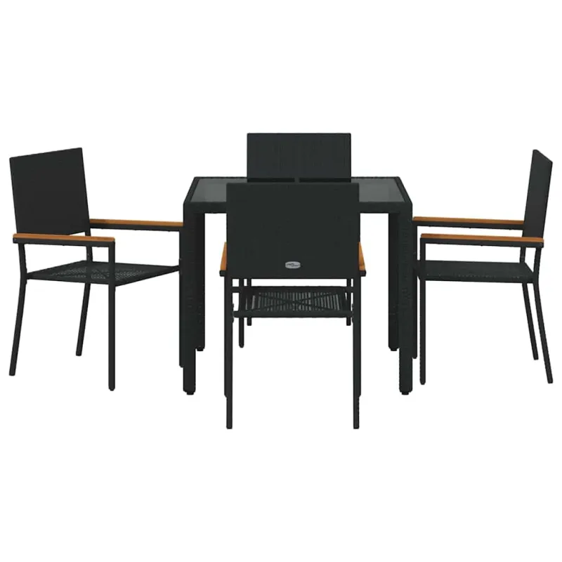 Sodo valgomojo komplektas 5 pcs Juoda poliratanas