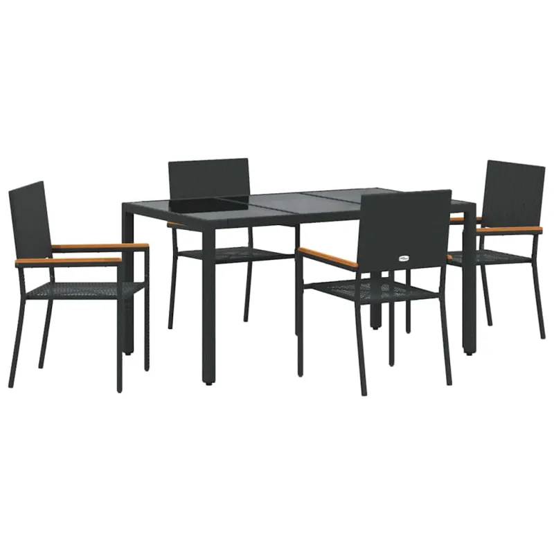 Sodo valgomojo komplektas 5 pcs Juoda poliratanas