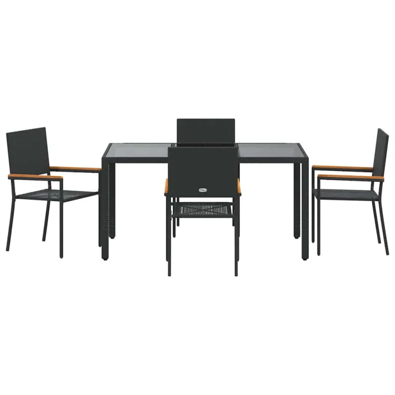 Sodo valgomojo komplektas 5 pcs Juoda poliratanas