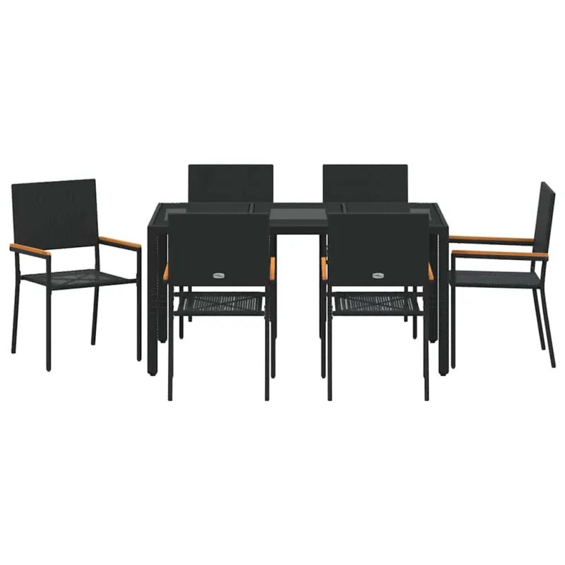 Sodo valgomojo komplektas 7 pcs Juoda poliratanas