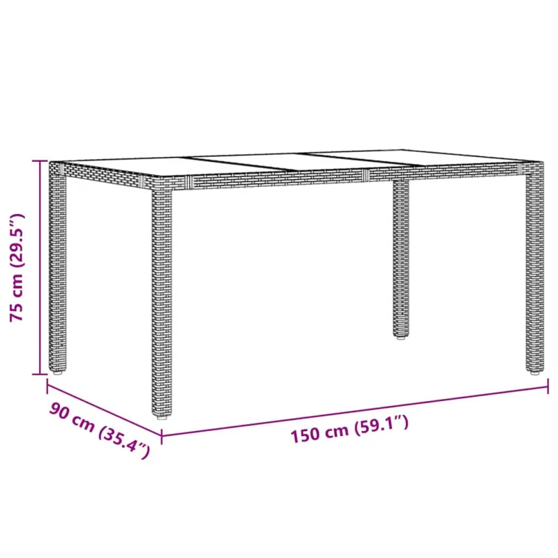 Sodo valgomojo komplektas 7 pcs Juoda poliratanas