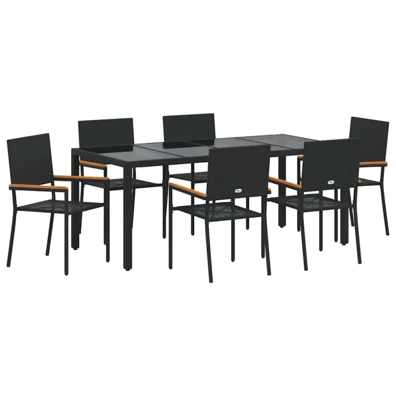 Sodo valgomojo komplektas 7 pcs Juoda poliratanas