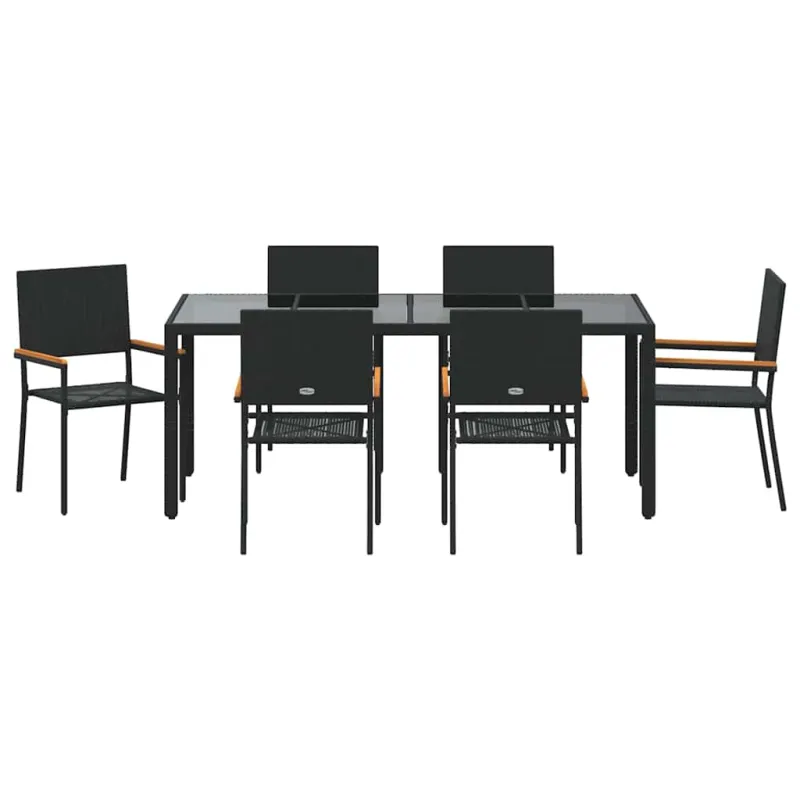 Sodo valgomojo komplektas 7 pcs Juoda poliratanas