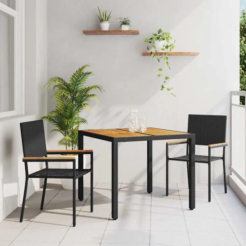 Sodo valgomojo komplektas 3 pcs Juoda poliratanas