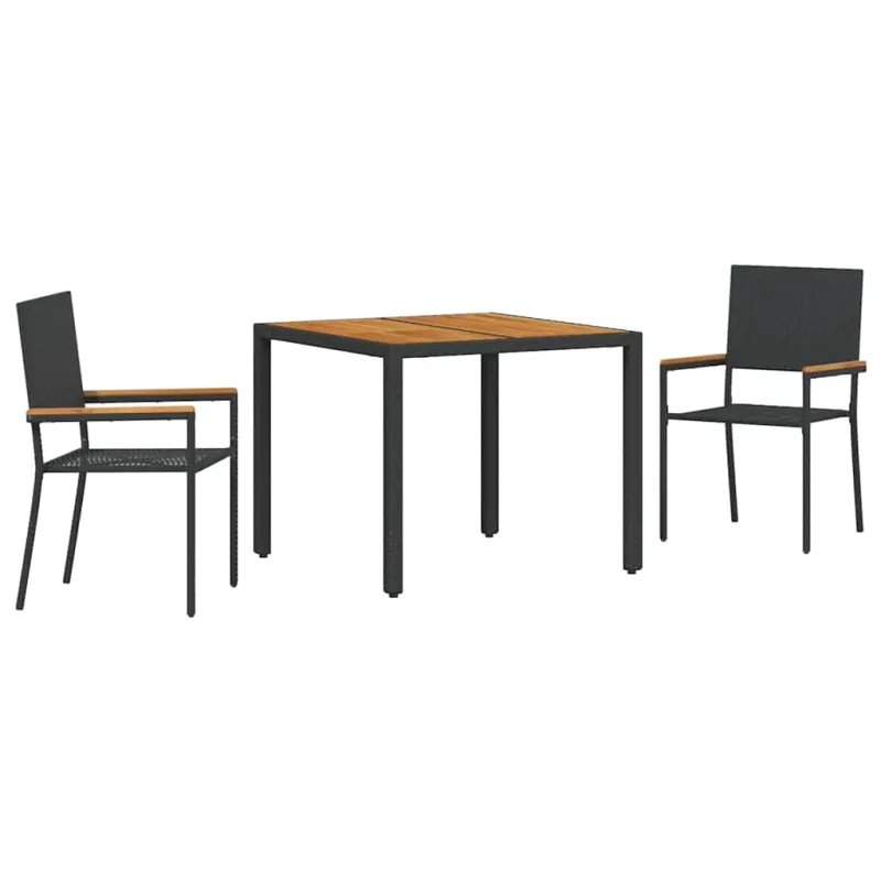 Sodo valgomojo komplektas 3 pcs Juoda poliratanas