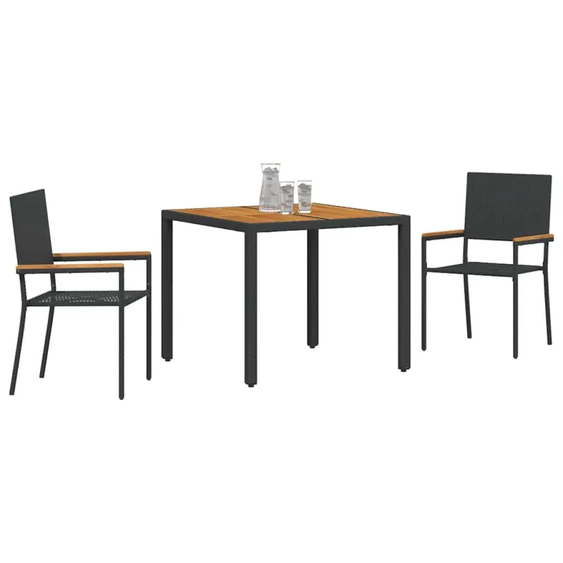 Sodo valgomojo komplektas 3 pcs Juoda poliratanas