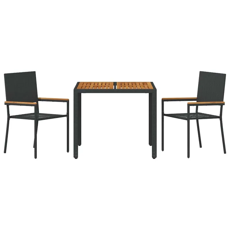 Sodo valgomojo komplektas 3 pcs Juoda poliratanas