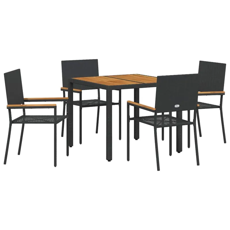 Sodo valgomojo komplektas 5 pcs Juoda poliratanas