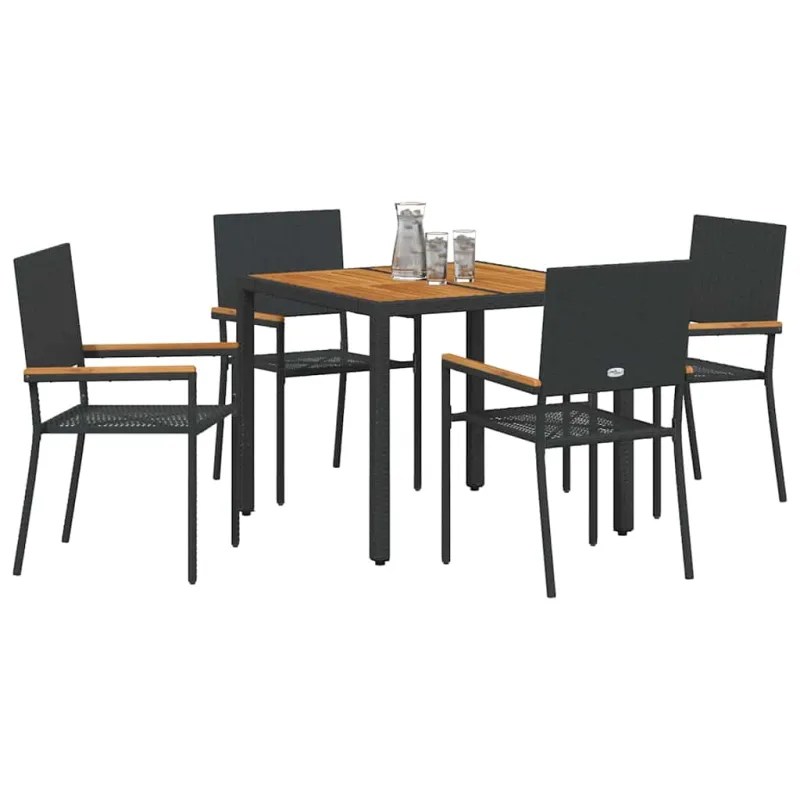 Sodo valgomojo komplektas 5 pcs Juoda poliratanas