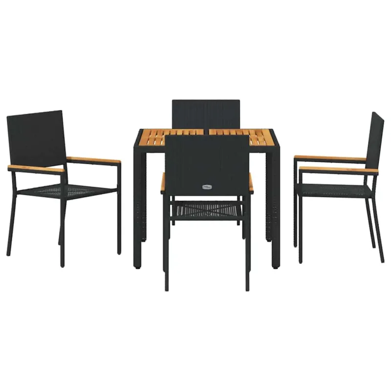 Sodo valgomojo komplektas 5 pcs Juoda poliratanas