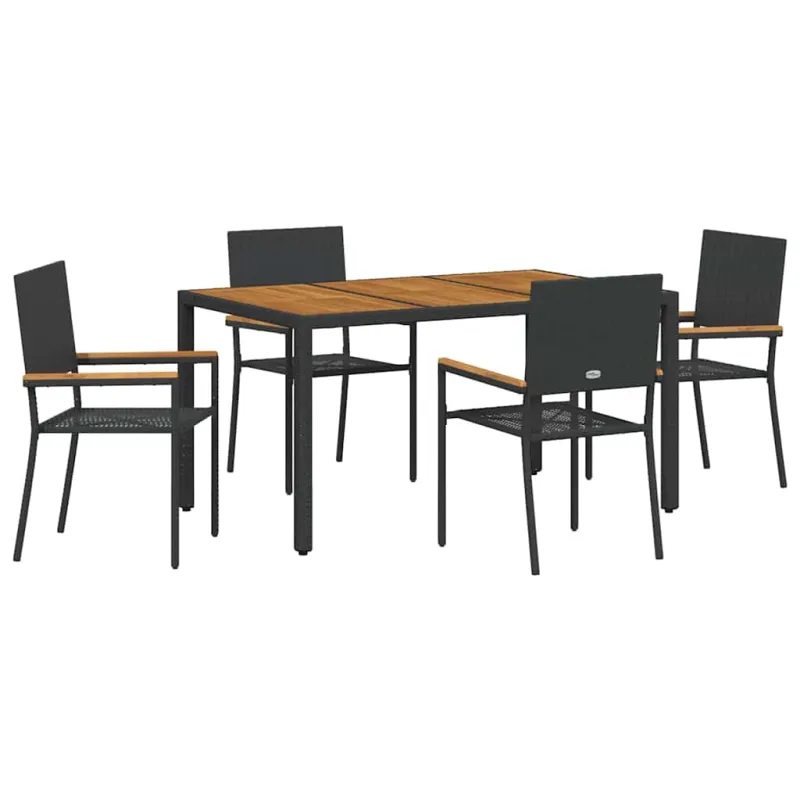 Sodo valgomojo komplektas 5 pcs Juoda poliratanas
