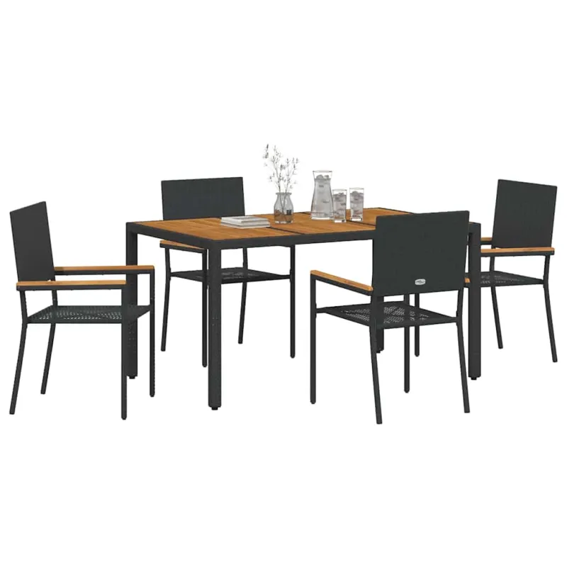 Sodo valgomojo komplektas 5 pcs Juoda poliratanas