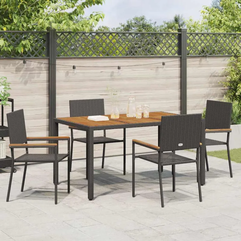 Sodo valgomojo komplektas 5 pcs Juoda poliratanas