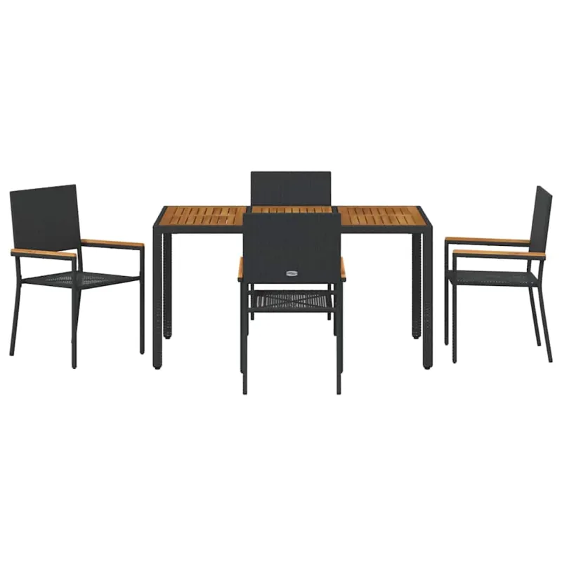 Sodo valgomojo komplektas 5 pcs Juoda poliratanas