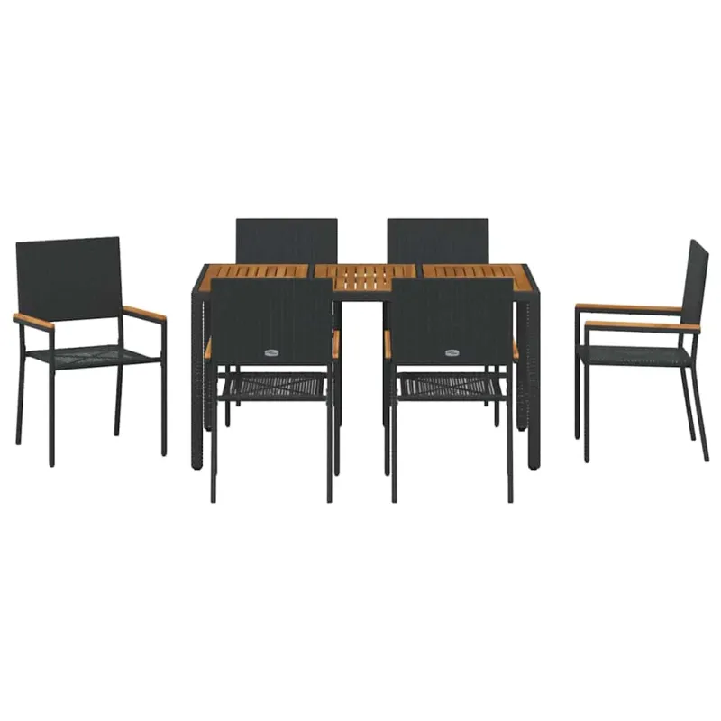 Sodo valgomojo komplektas 7 pcs Juoda poliratanas