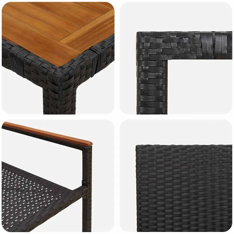 Sodo valgomojo komplektas 7 pcs Juoda poliratanas