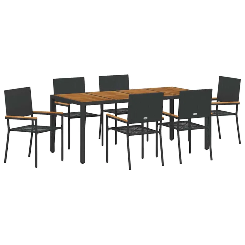 Sodo valgomojo komplektas 7 pcs Juoda poliratanas