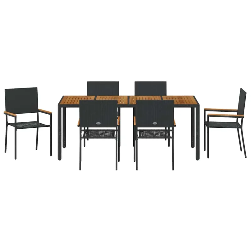 Sodo valgomojo komplektas 7 pcs Juoda poliratanas